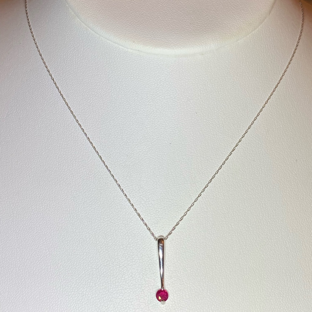Vintage Ruby 14k White Gold Pendant Necklace